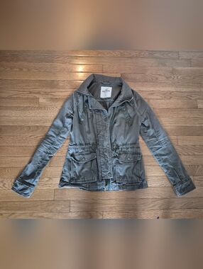 Hollister Cotton Twill Cargo Jacket Green Olive Small S